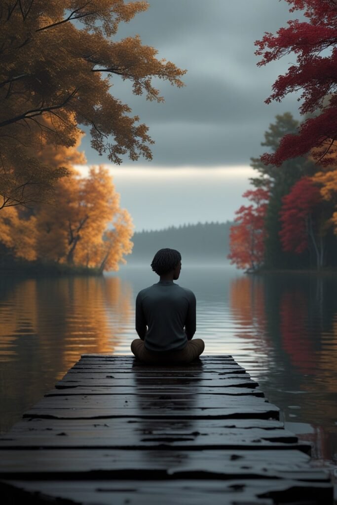 Autumn lake reflection scene symbolizing deep reality quotes and growth
