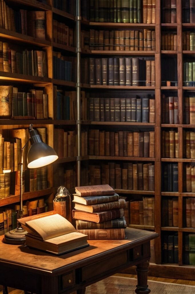 Vintage library scene showcasing famous reality quotes from great thinkers