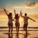 Friends celebrating at sunset for Friday inspirational quotes and positivity