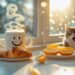 Funny good morning quotes featured image with smiling coffee and sunshine
