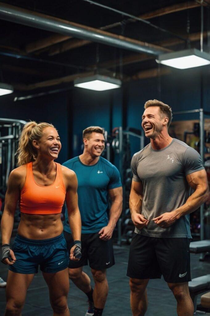 Athletes sharing a laugh to reduce stress during training