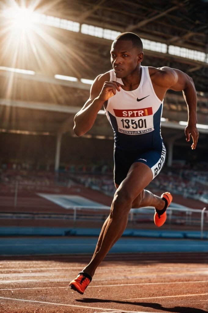 Athlete sprinting for inspirational sports quotes and determination