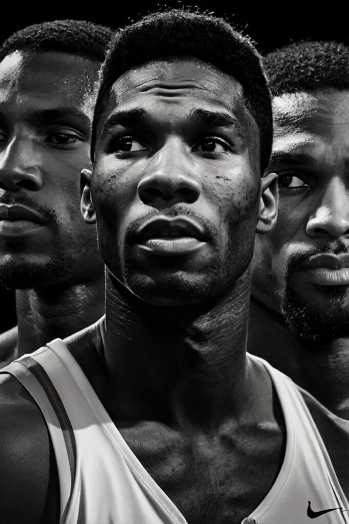 Black-and-white collage of legendary athletes symbolizing inspirational sports quotes