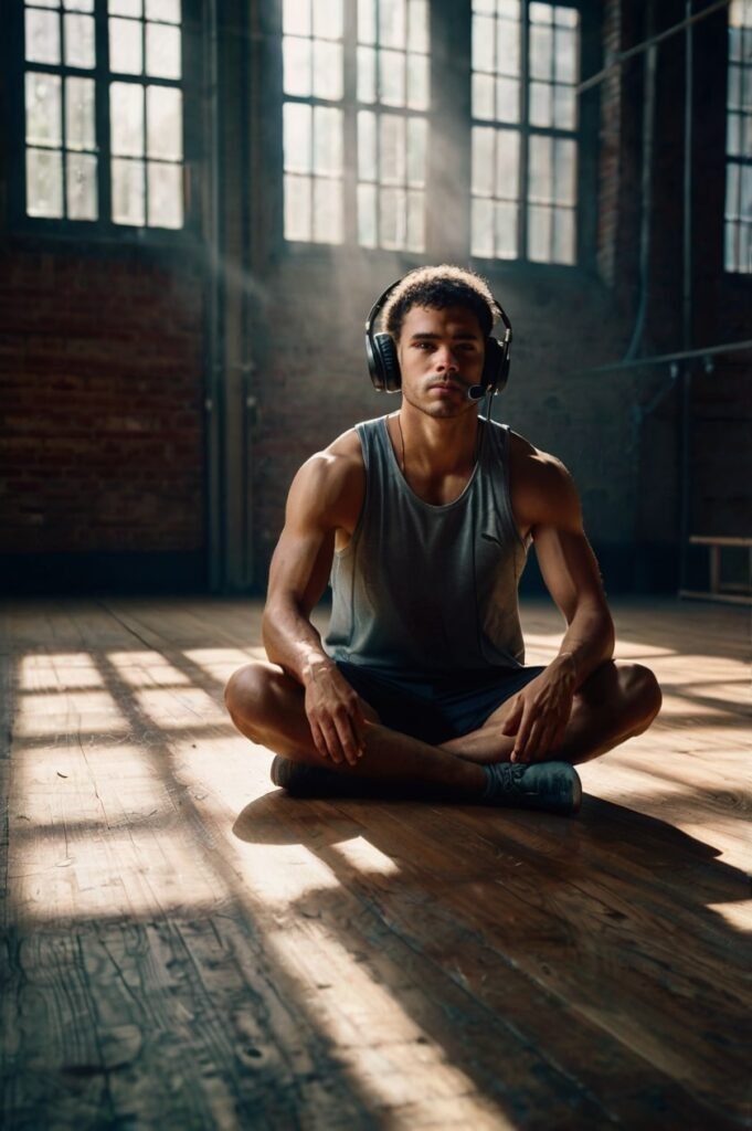 Athlete meditating to strengthen mindset before training