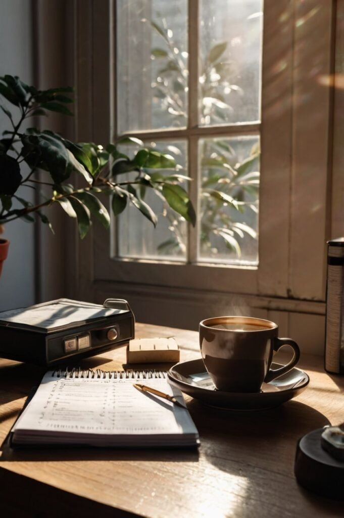 Morning routine flat lay for discipline quotes for men