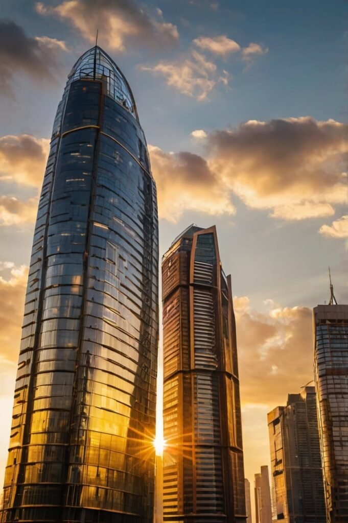Sunrise city skyline symbolizing ambition with most incredible have a great day quotes
