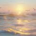 Sunrise over ocean with positive quote of the day inspiration