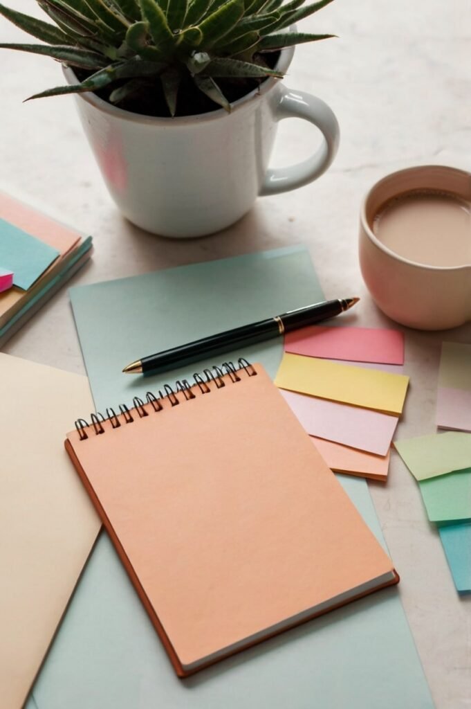 Clean flat lay for quick takeaways from quotes about mistakes