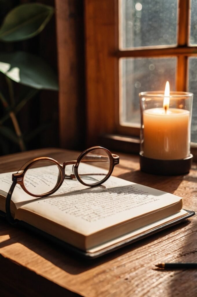 Sunday inspirational quotes journal with coffee and morning reflection