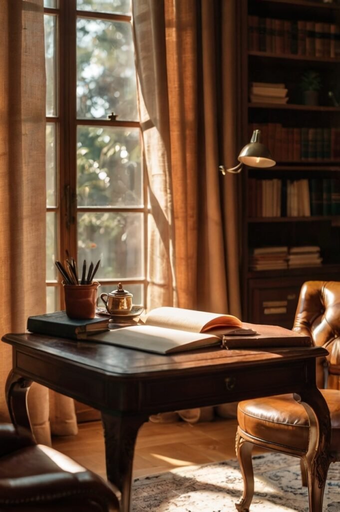 Cozy workspace with journal for Thursday inspirational quotes and productivity
