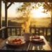 Sunrise breakfast outside declares today is the good day mood