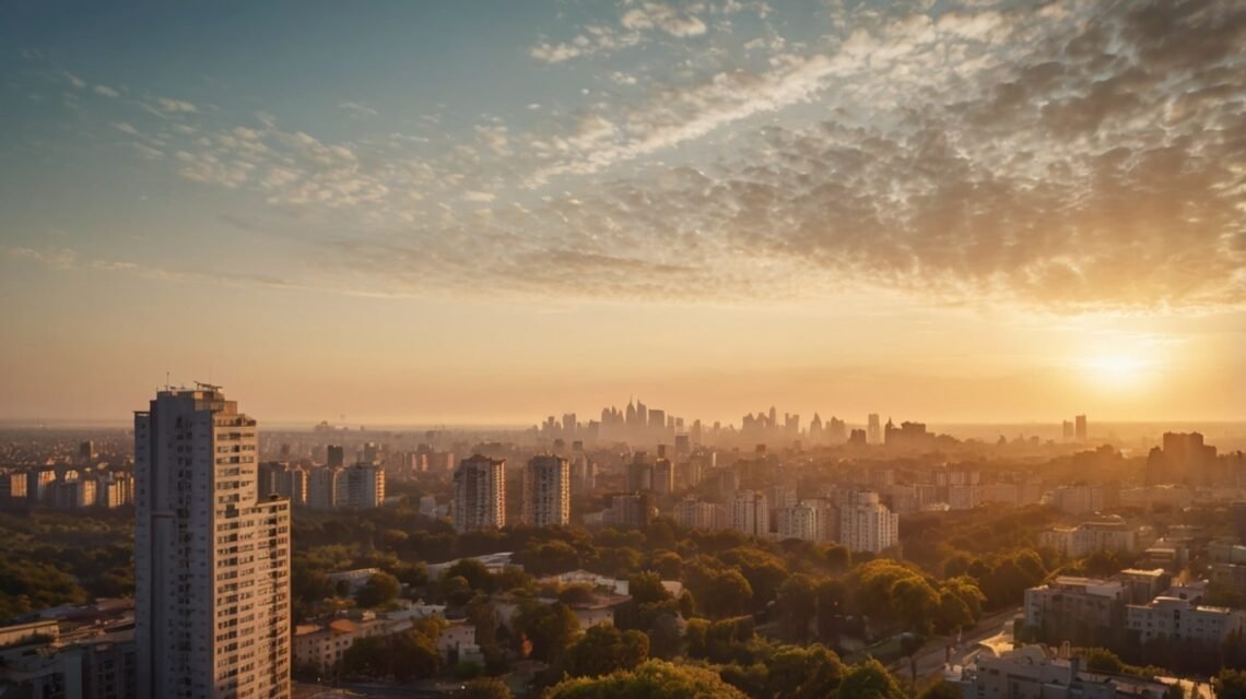 Sunrise cityscape for Tuesday inspirational quotes and motivation