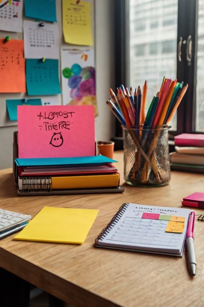 Quirky Wednesday calendar desk with funny inspirational quotes note