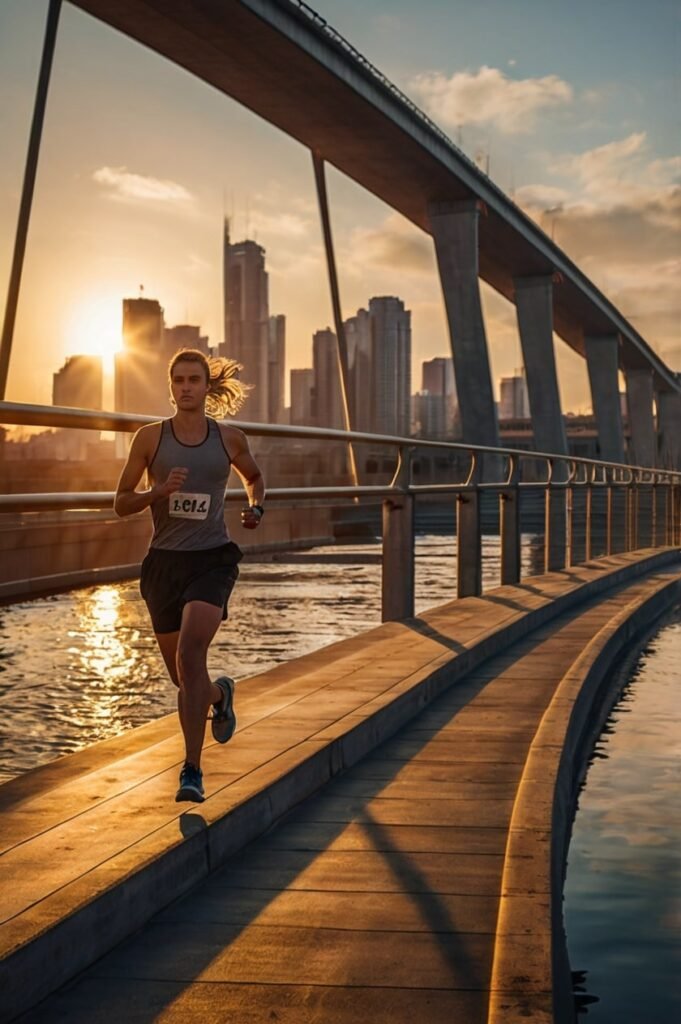 Jogger on city bridge for Wednesday inspirational quotes and determination