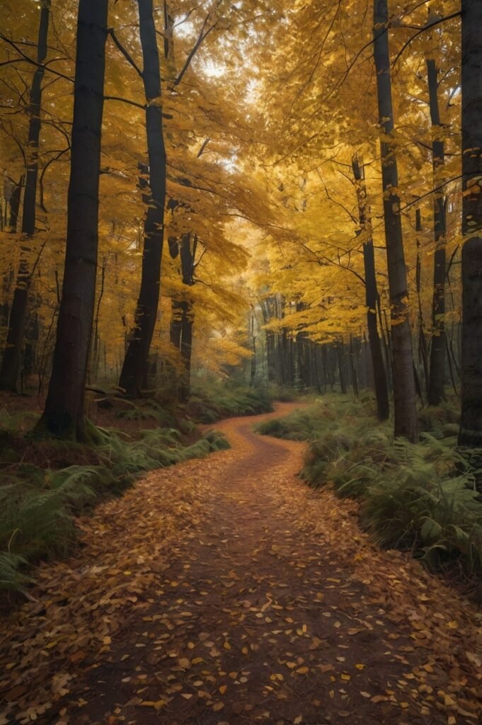 Autumn forest trail for Wednesday inspirational quotes and midweek motivation
