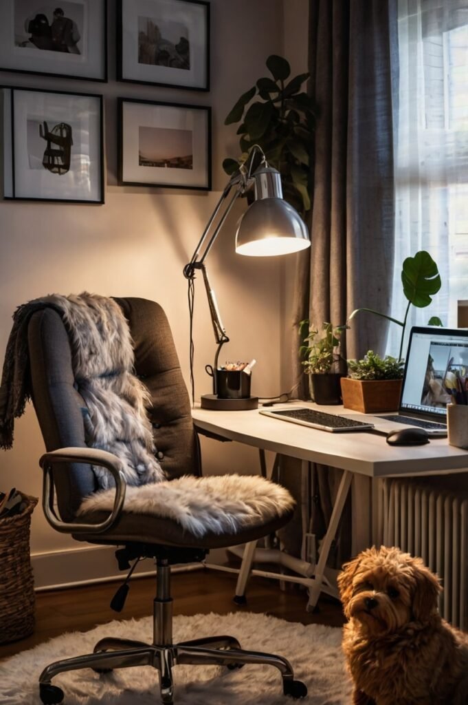 Cozy home office scene for remote work humor quotes